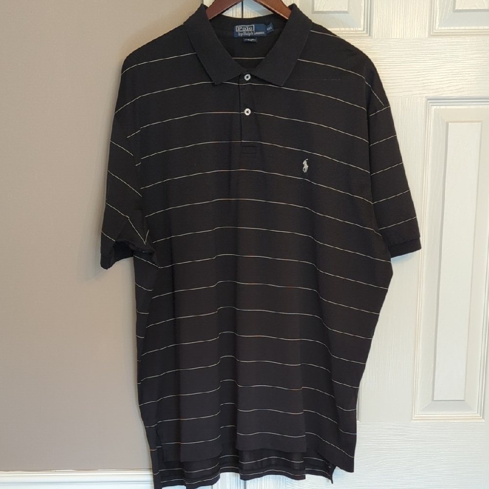 Polo by Ralph Lauren Black Polo with Thin White Stripes